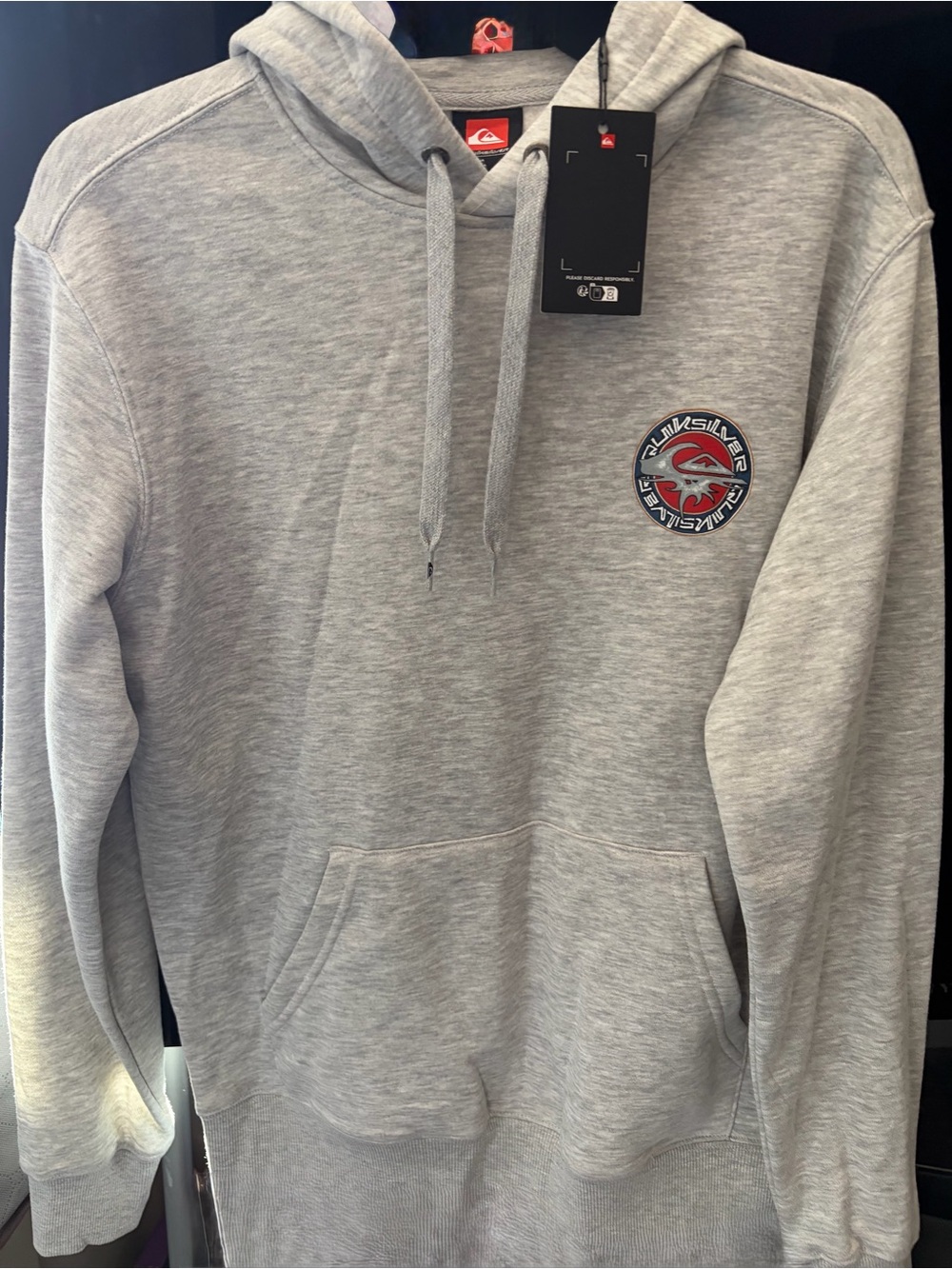 NWT!! Quicksilver Men’s Light Gray Pullover Hoodie
